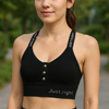 Just Right Women’s Sports Bra – Stylish Padded Activewear with Adjustable Straps & Front Button Design