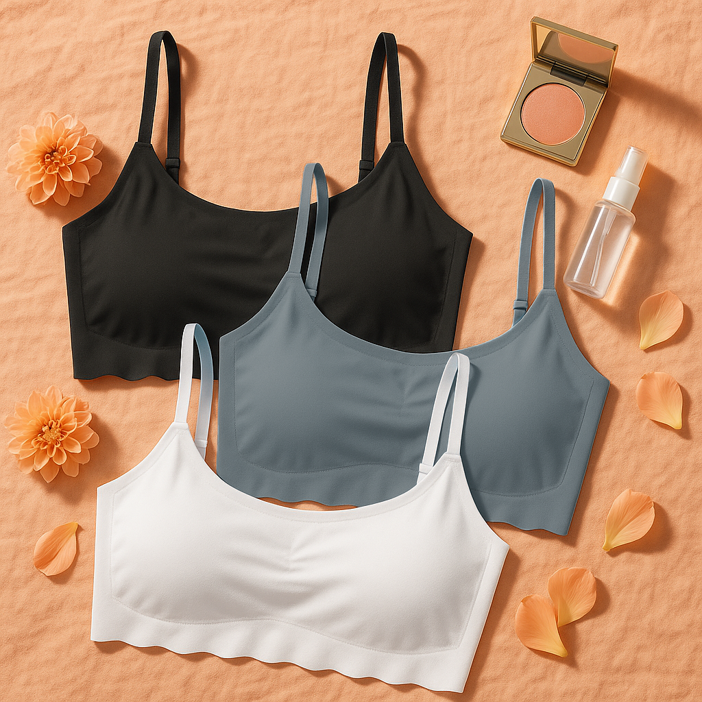 Women Seamless Non Padded Wireless Bras Pack of 3 | Soft Stretchable Daily Wear Bralette with Adjustable Straps
