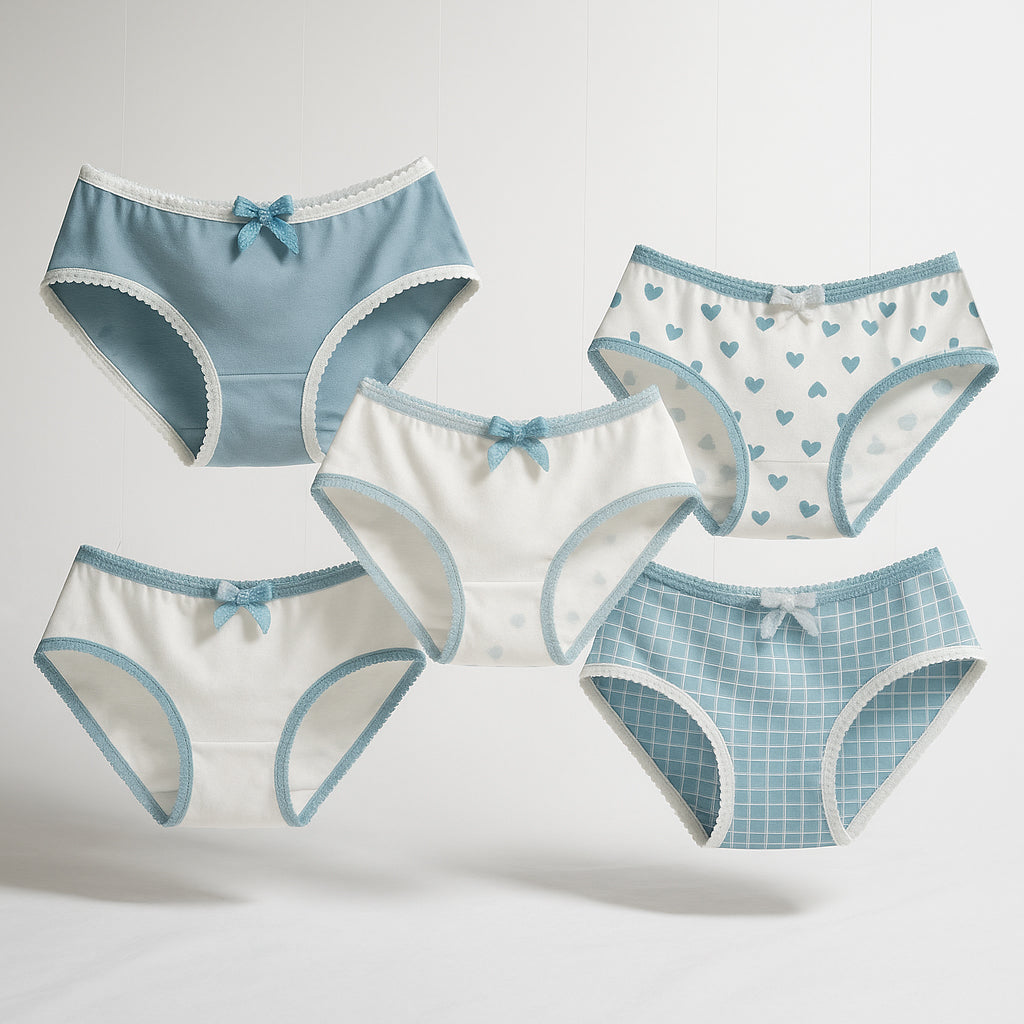 Women’s Cotton Panty Pack of 5 – Cute Printed Mid-Rise Underwear for Everyday Comfort