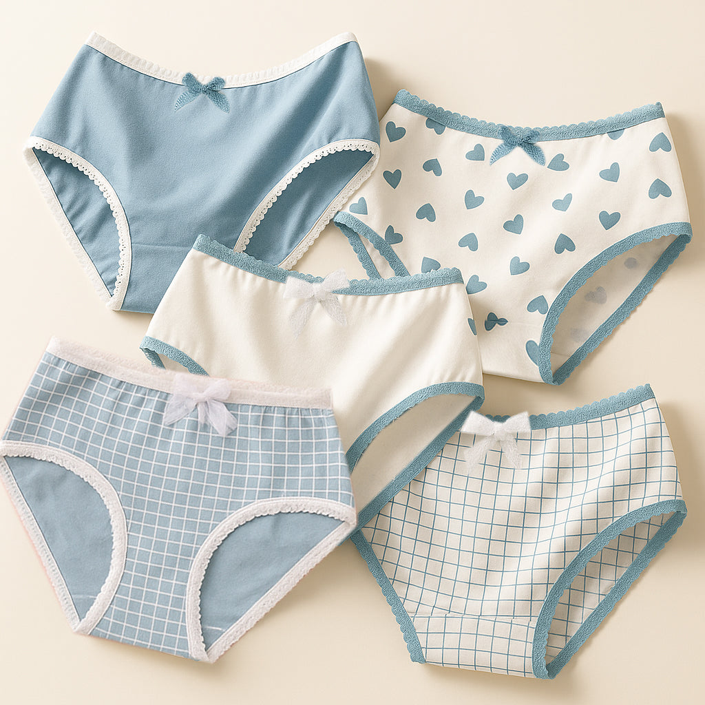 Ladies Printed Cotton Panty Set of 5 | Soft Mid Waist Innerwear for Regular Use