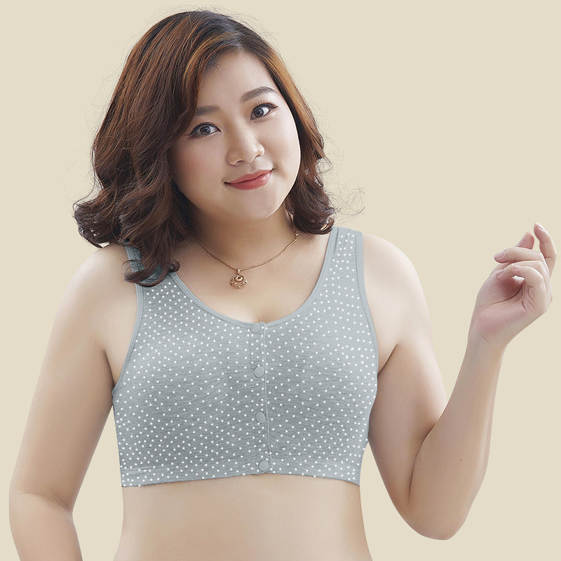 Women’s Pink Polka Dot Bra – Front Open Wire-Free Non-Padded Everyday Wear