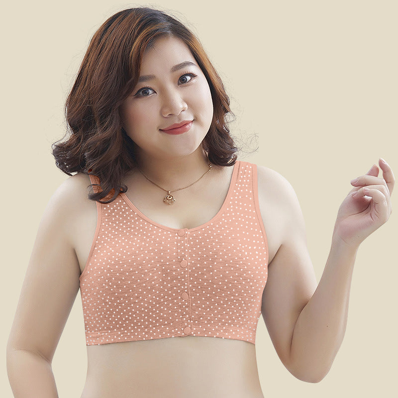 Stylish Women’s Front Open Bra – Pink Polka Dot Wire-Free Comfortable Daily Wear Lingerie