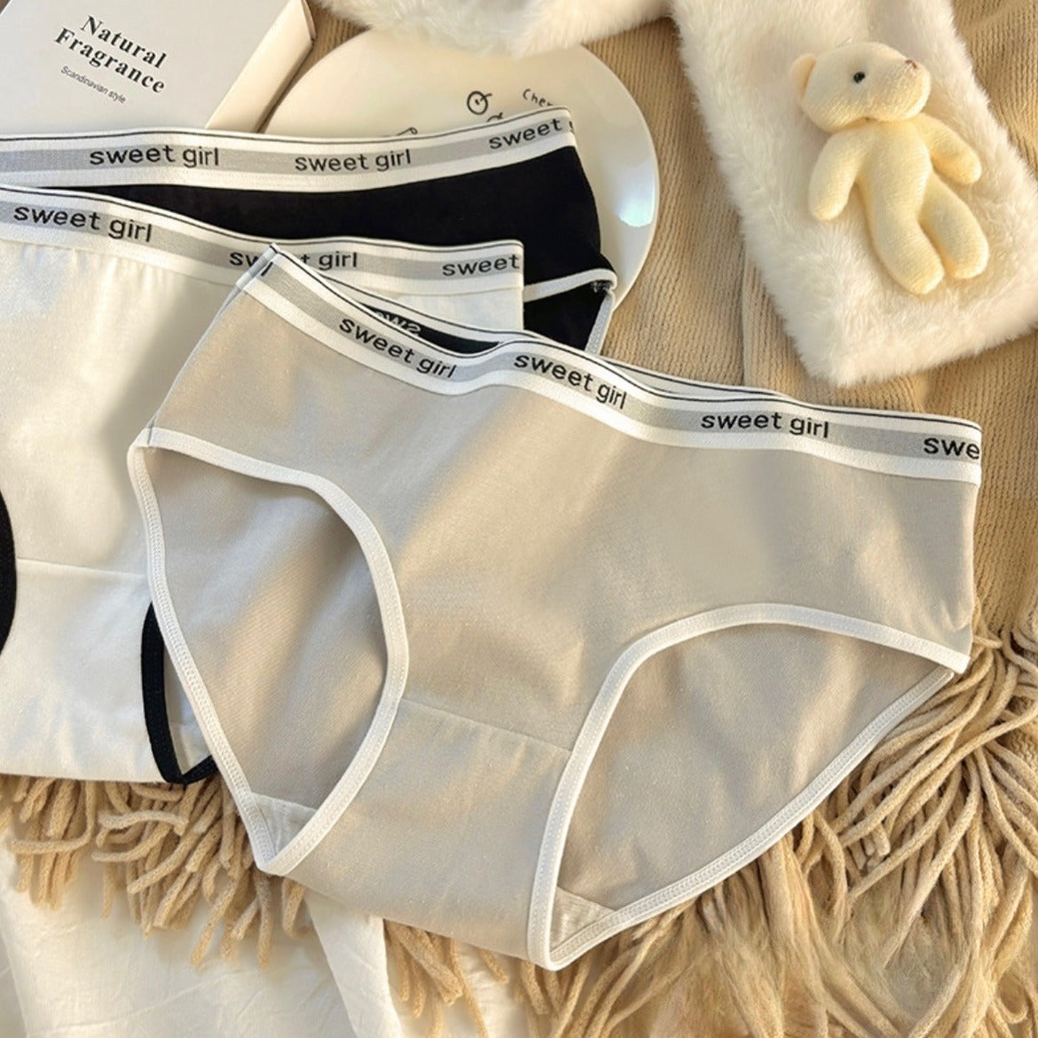 Women’s Cotton Mid-Rise Brief Panties Pack of 3 – Black, Grey & Beige Innerwear