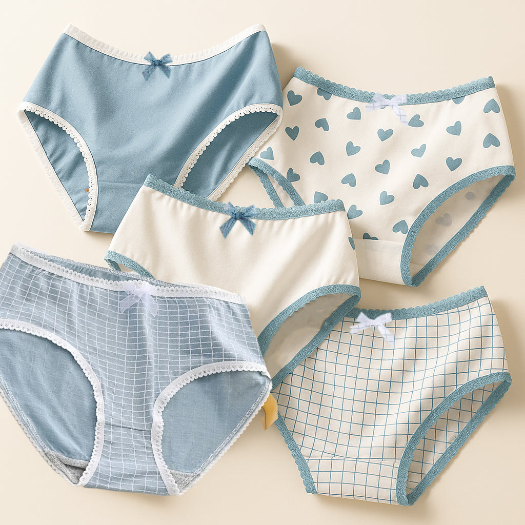 Ladies Printed Panty Pack of 5 | Cotton Mid Waist Comfortable Innerwear for Women