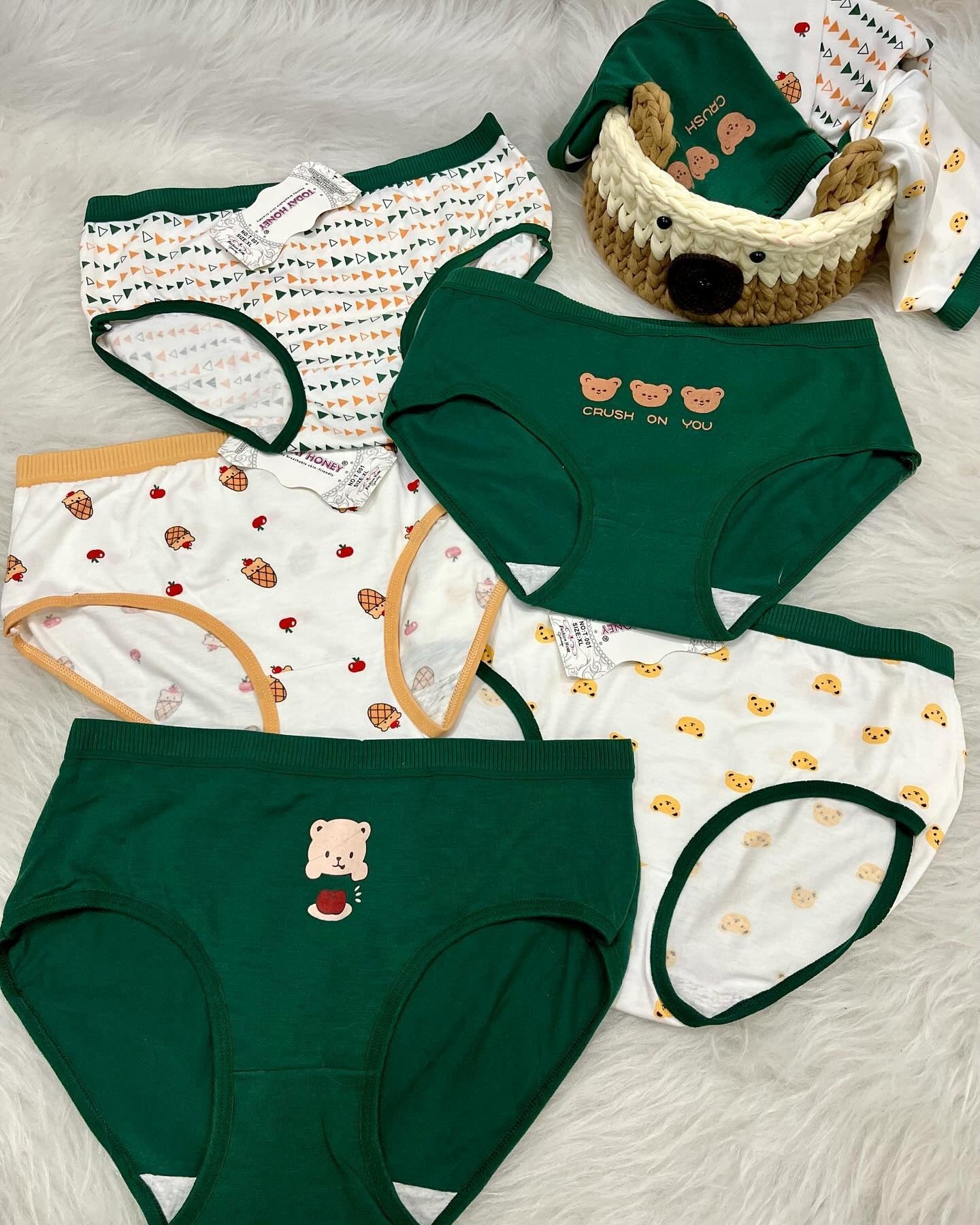 Ladies Printed Cotton Panties Set of 5 – Comfortable Mid-Rise Underwear for Women