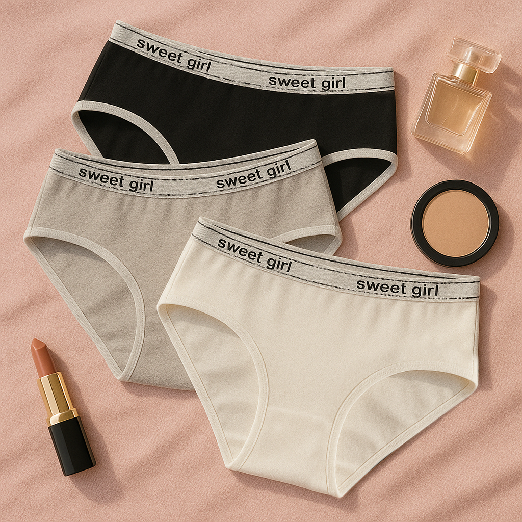 Ladies Cotton Underwear Combo – Pack of 3 Soft Waistband Mid-Rise Panties