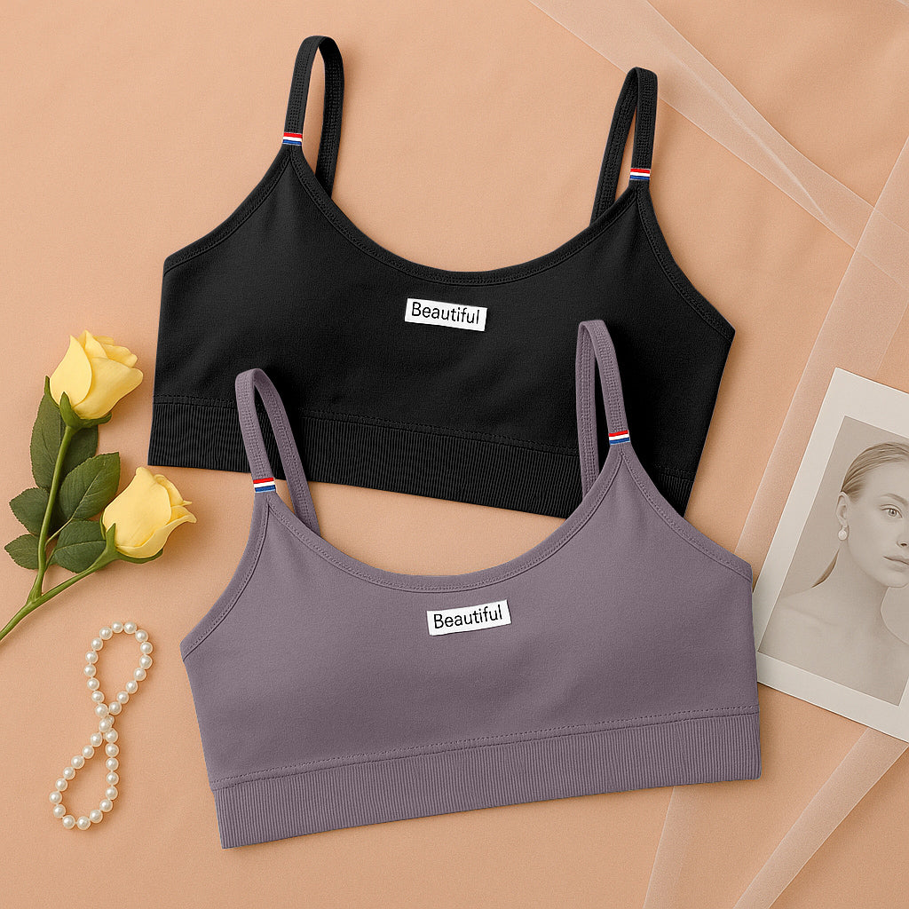 Pack of 2 Seamless Bralette for Women & Girls | Soft Stretch Crop Top Bra
