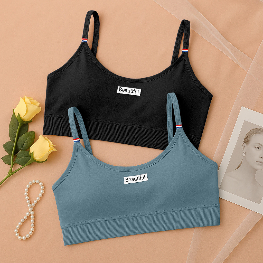Pack of 2 Seamless Bralette for Women | Soft Stretch Crop Top Bra