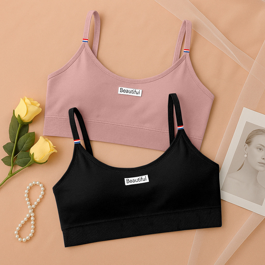 Women’s Seamless Bralette Pack of 2 | Stylish Crop Top Bra for Girls