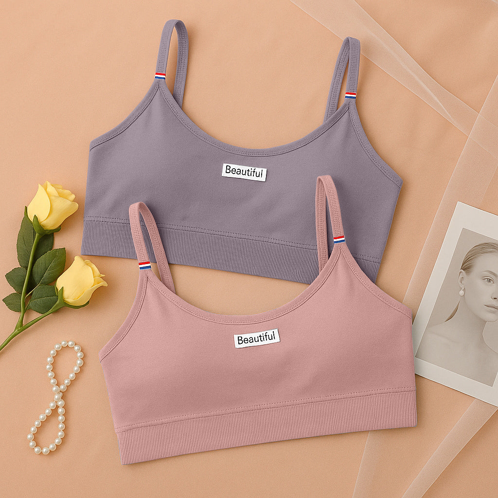 Bralette Pack of 2 for Girls | Stretchable Crop Top Bra
