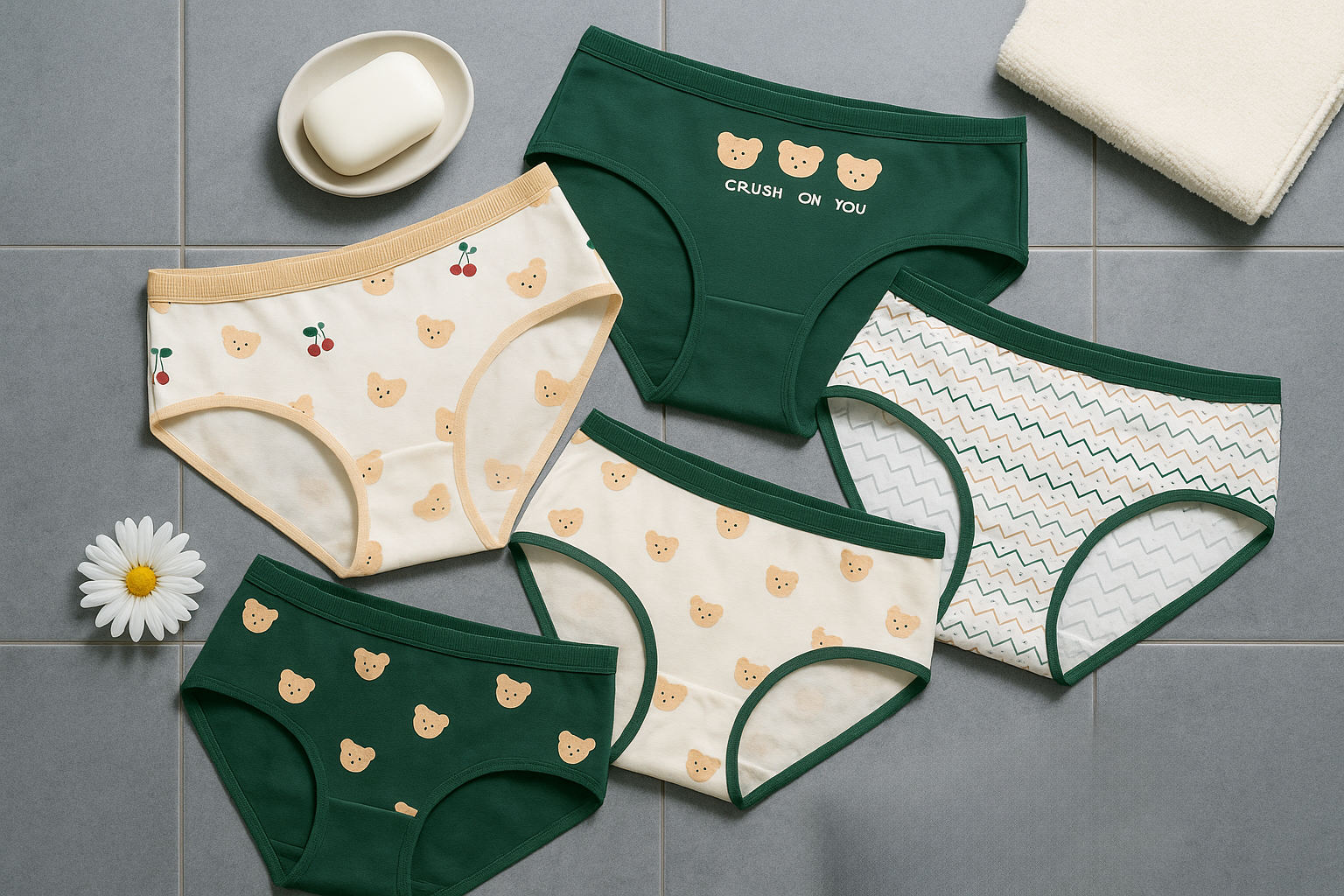 Women’s Mid-Rise Innerwear Pack of 5 – Soft Cotton Printed Panties for Daily Use