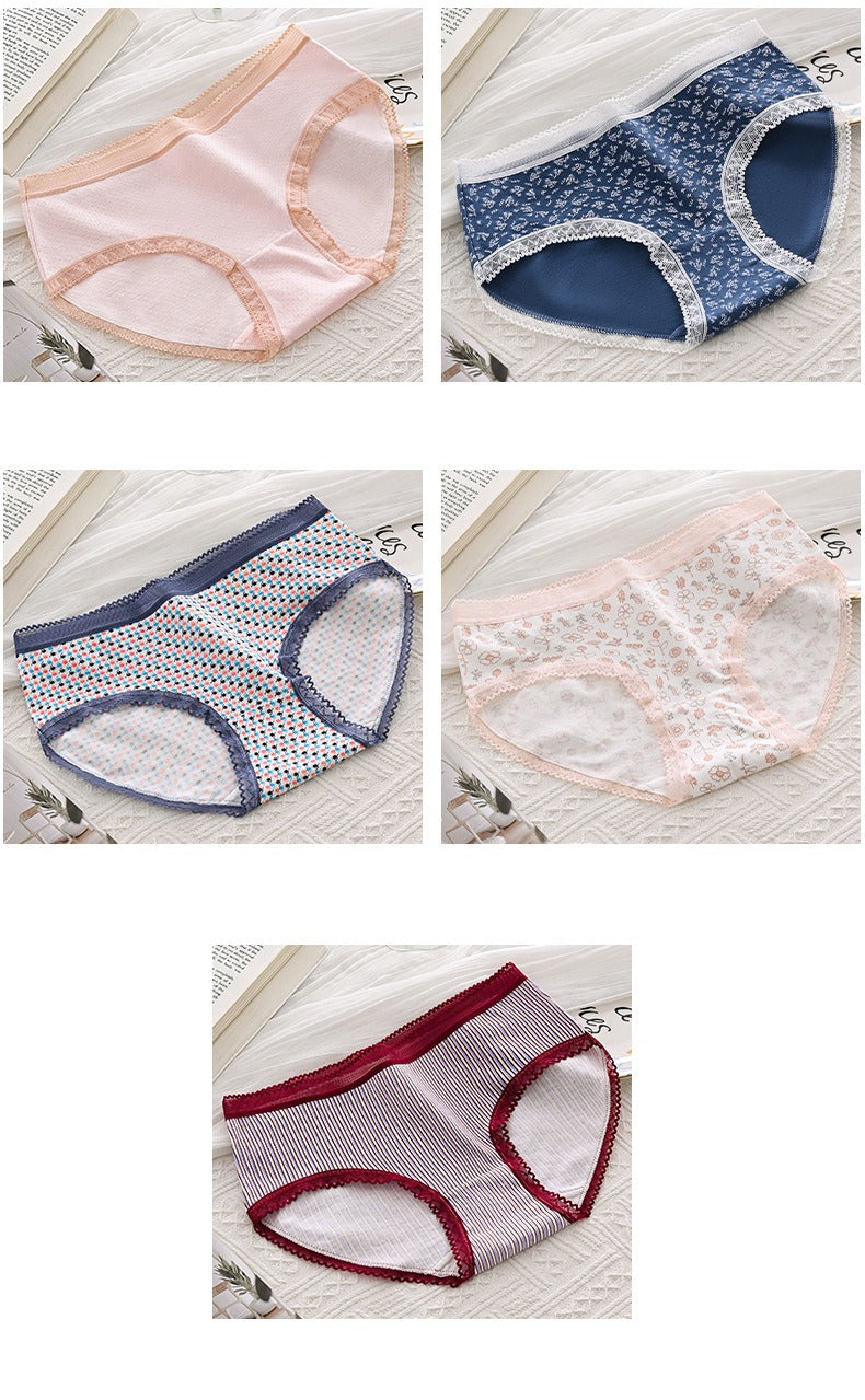 Ladies Cotton Panties Combo Pack of 5 – Assorted Prints & Mid-Rise Fit