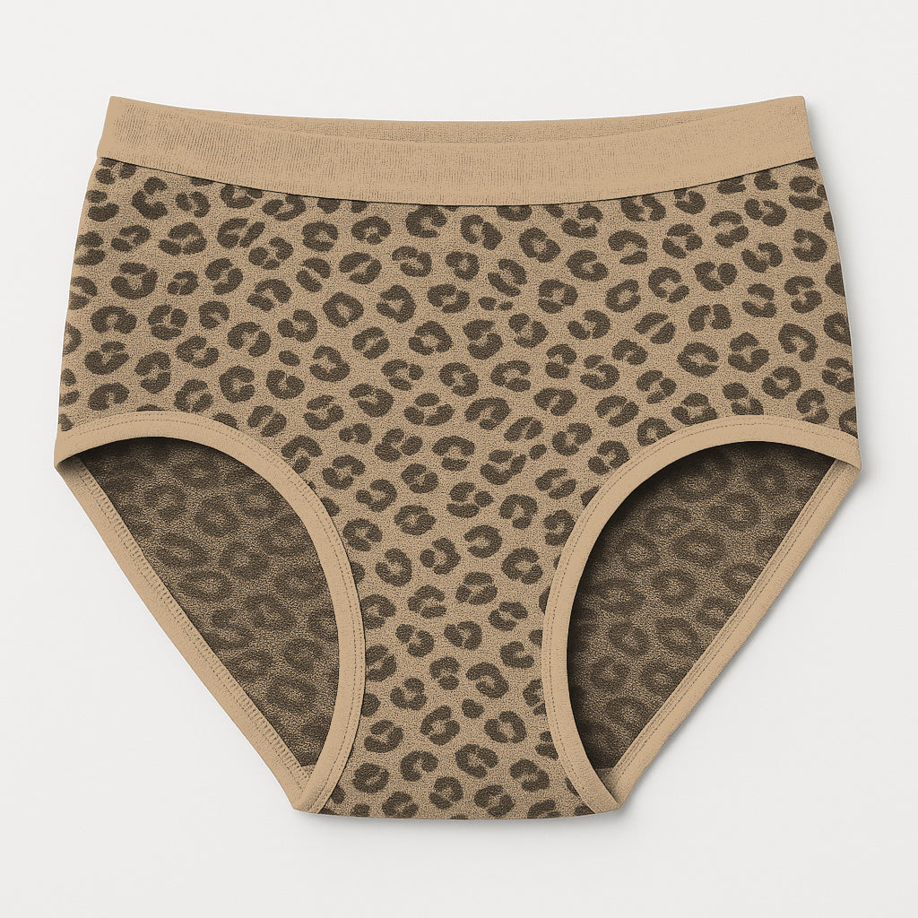 Pack of 6 Stylish Leopard Print Panties for Women | Breathable Cotton Mid Waist Innerwear