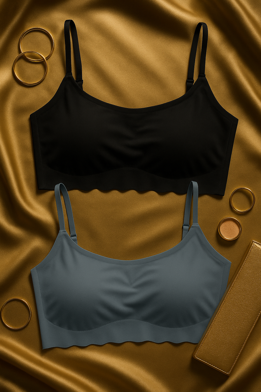 Ladies Seamless Bra Pack – 2 Pcs Grey and White Non-Padded Stretchable Bralette