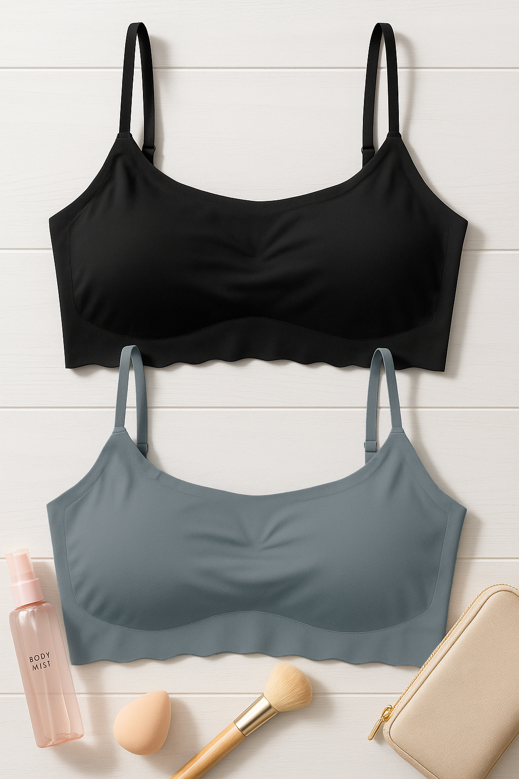 Pack of 2 Soft Stretchable Bras for Women – Seamless Grey and White Daily Wear Bralette