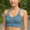 Just Right Women’s Sports Bra – Stylish Padded Activewear with Adjustable Straps & Front Button Design