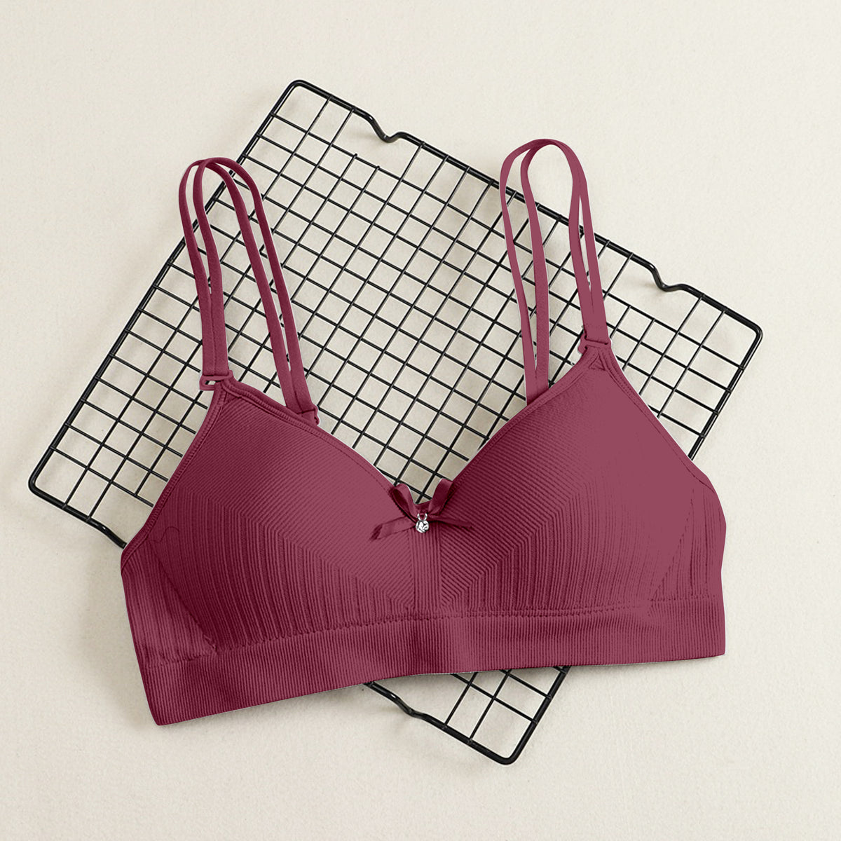 Stretchable Ribbed Bralette with Removable Pads – Combo Pack