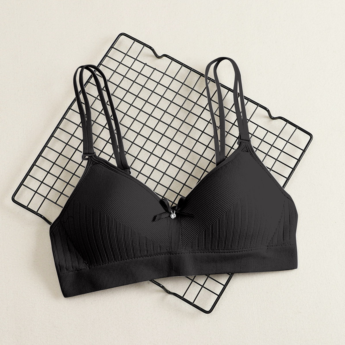 Stretchable Ribbed Bralette with Removable Pads – Combo Pack