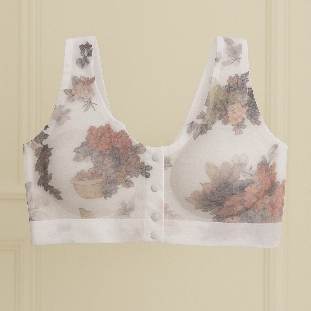 Ladies Stylish Front Closure Bra – Soft Fabric with Floral Design