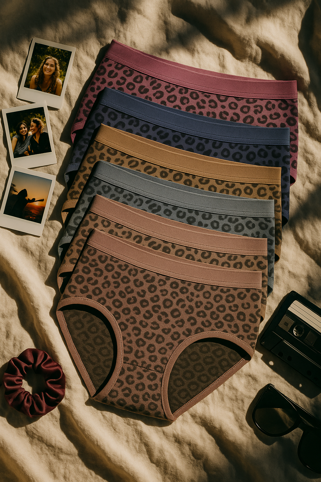 Pack of 6 Women’s Cotton Mid Waist Leopard Print Panties | Stylish & Breathable Daily Wear Underwear