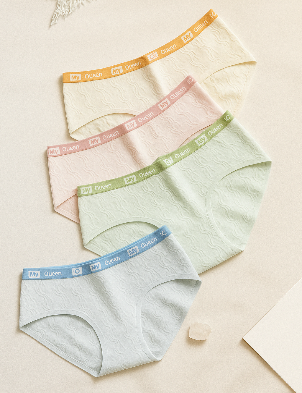 Pack of 5 Women’s Cotton Panties – Soft Breathable Mid-Rise Everyday Innerwear with Stylish Color Waistband
