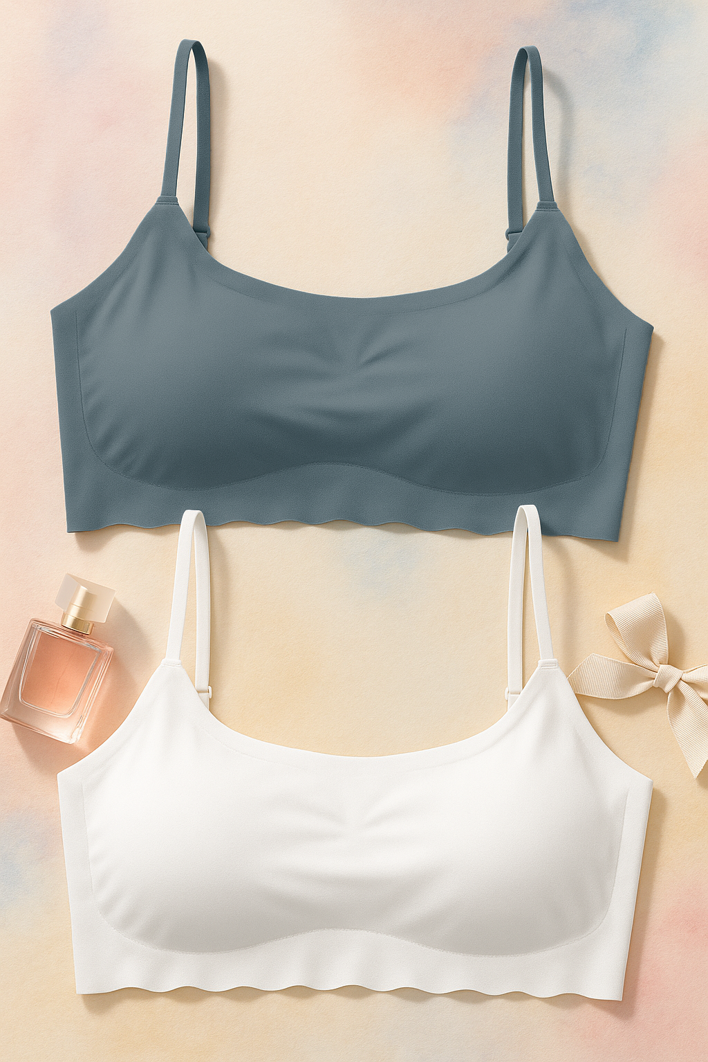 Pack of 2 Soft Stretchable Women’s Seamless Bra Pack of 2 – Grey & White Non-Padded Stretch Bralette for Daily WearBras for Women – Seamless Grey and White Daily Wear Bralette (Copy)