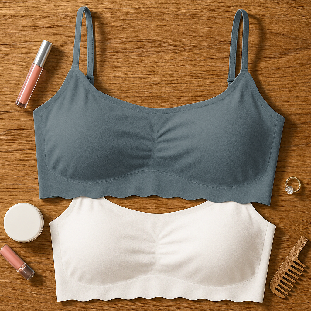 Pack of 2 Soft Stretchable Bras for Women – Seamless Grey and White Daily Wear Bralette