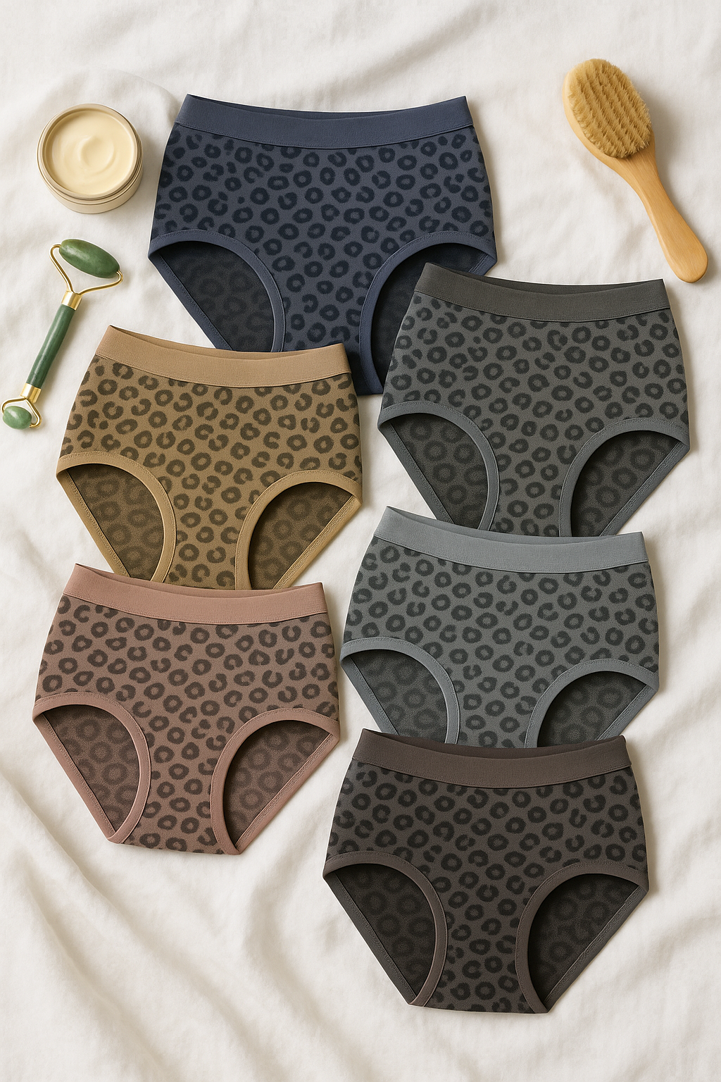 Pack of 6 Women’s Cotton Underwear | Soft Mid Waist Leopard Print Panties