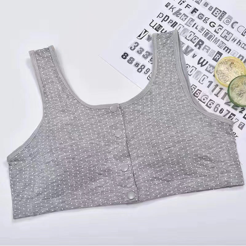 Women’s Pink Polka Dot Bra – Front Open Wire-Free Non-Padded Everyday Wear