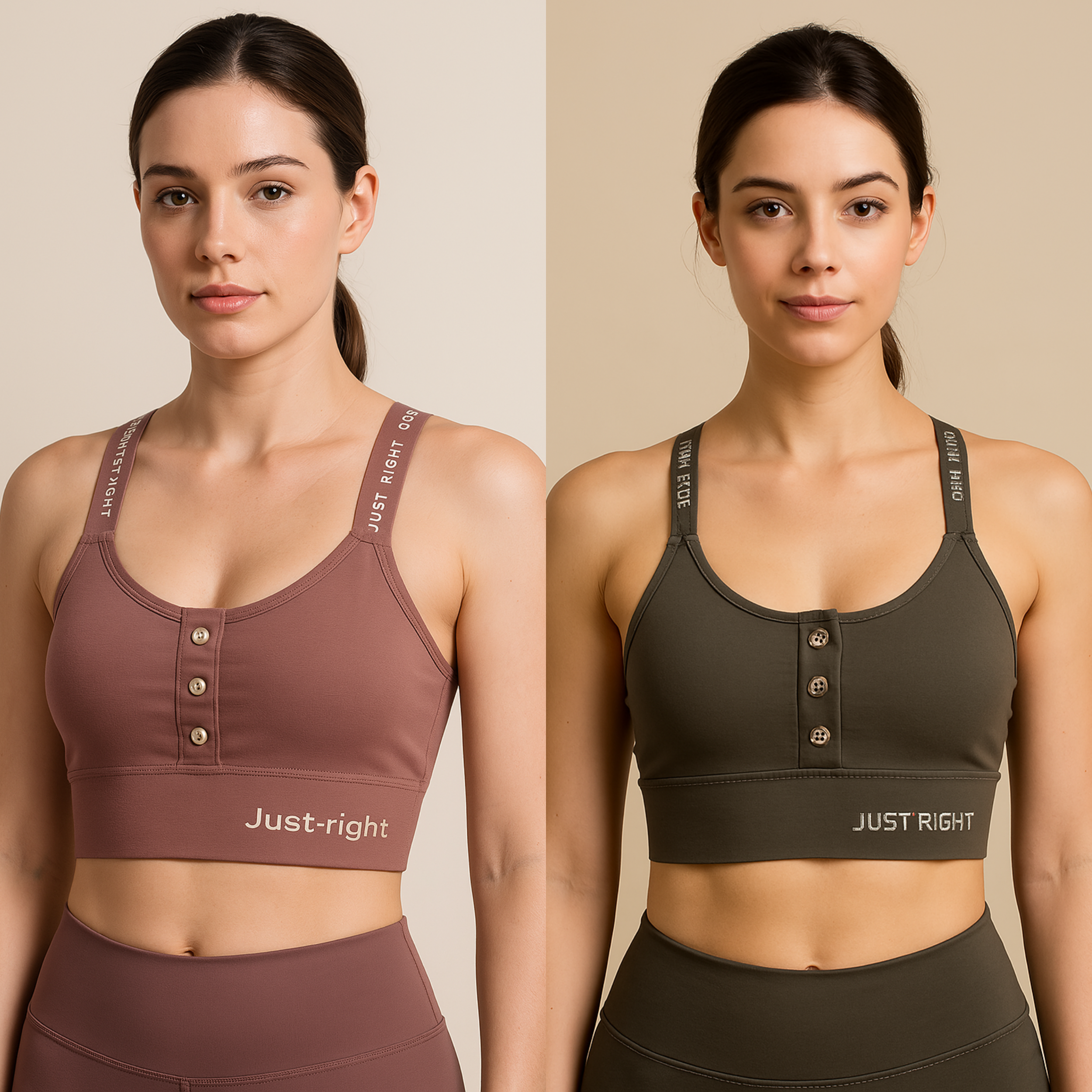Women's Sports Bra with Button Front – Just Right Branding – Stylish &amp; Supportive Activewear for Yoga &amp; Gym (Copy)
