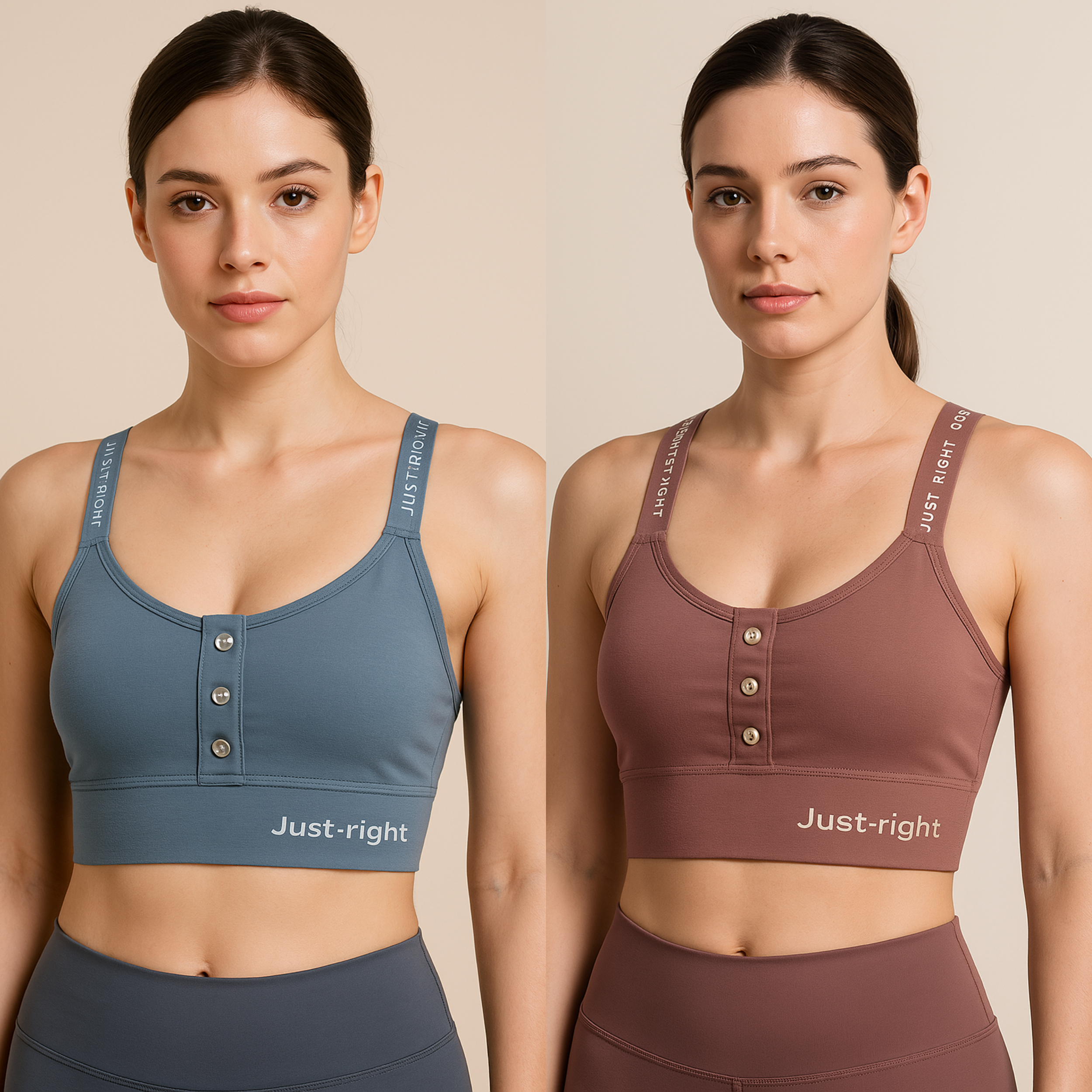 Stylish Button-Up Sports Bra for Women – Just Right Strap Branding, Comfortable Fit