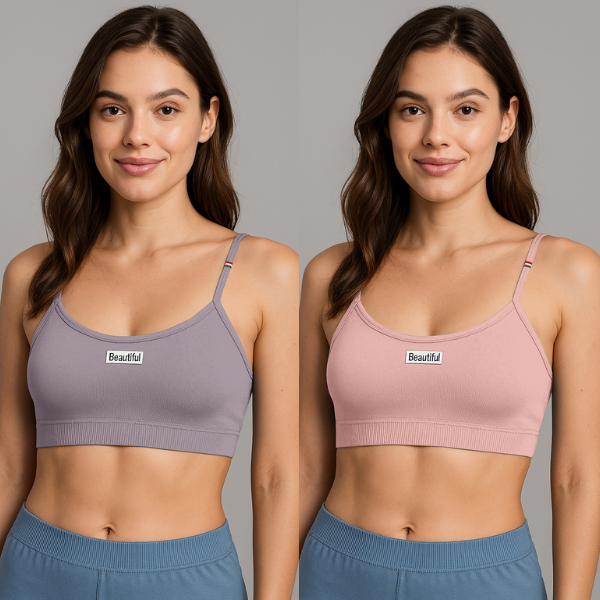 Bralette Pack of 2 | Women’s Soft Seamless Crop Top Bra