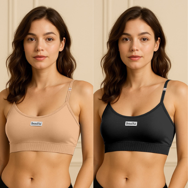 Soft Bralette for Women | Pack of 2 Seamless Crop Top Bras