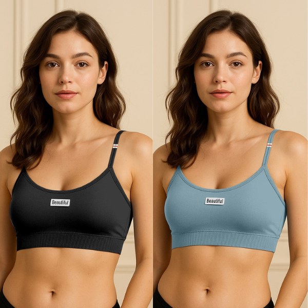 Bralette Pack of 2 | Soft Fabric Crop Top Bra for Women & Girls