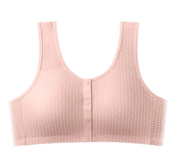 Pack of 2 Women’s Front Open Bras – White & Pink Polka Dot Non-Padded Wire-Free Plus Size