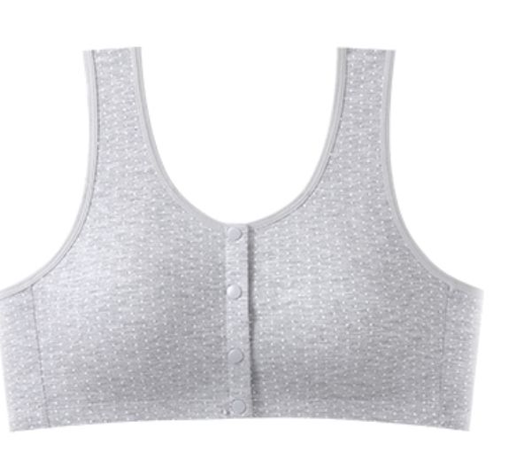 Women’s Bra Pack of 2 (White & Grey) – Polka Dot Front Open Wire-Free Non-Padded Everyday Wear