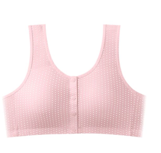 Women’s Polka Dot Bra – Front Open Non-Padded Wire-Free Everyday Wear with Wide Straps