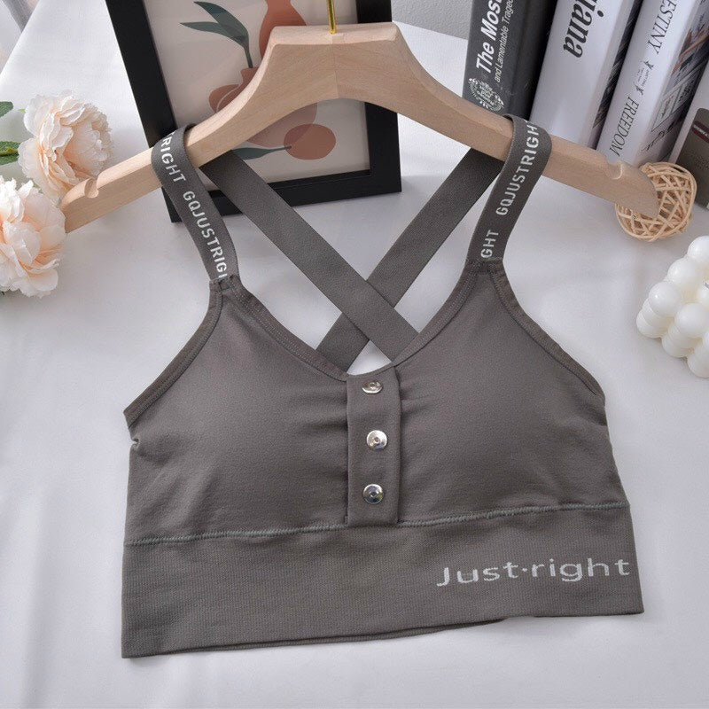Women's Padded Sports Bra with Button Front – Just-Right Comfort