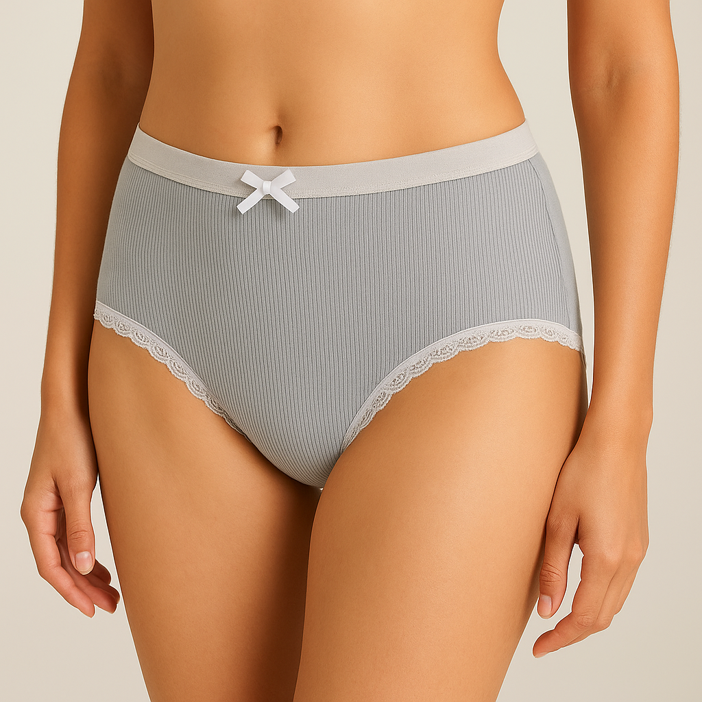 Women’s High-Waist Cotton Panty with Lace Trim – Soft, Breathable & Elegant Design (Pack of 5)