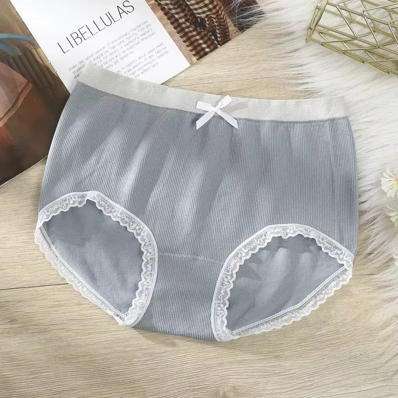 Classic High-Waist Panties for Women – Soft Cotton with Lace Trim (Pack of 3)