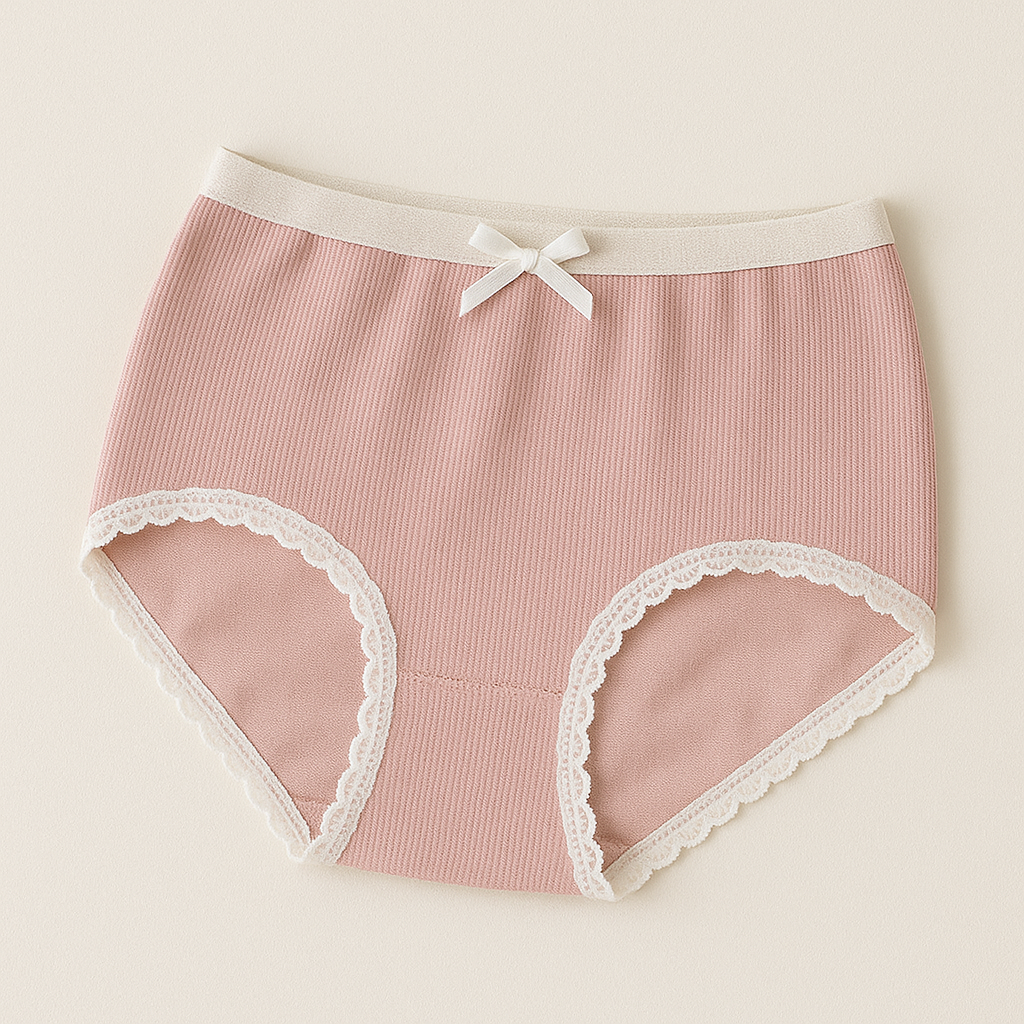 Elegant Lace High-Waist Panties – 4-Pack Soft Cotton Underwear for Women (Pack of 4)