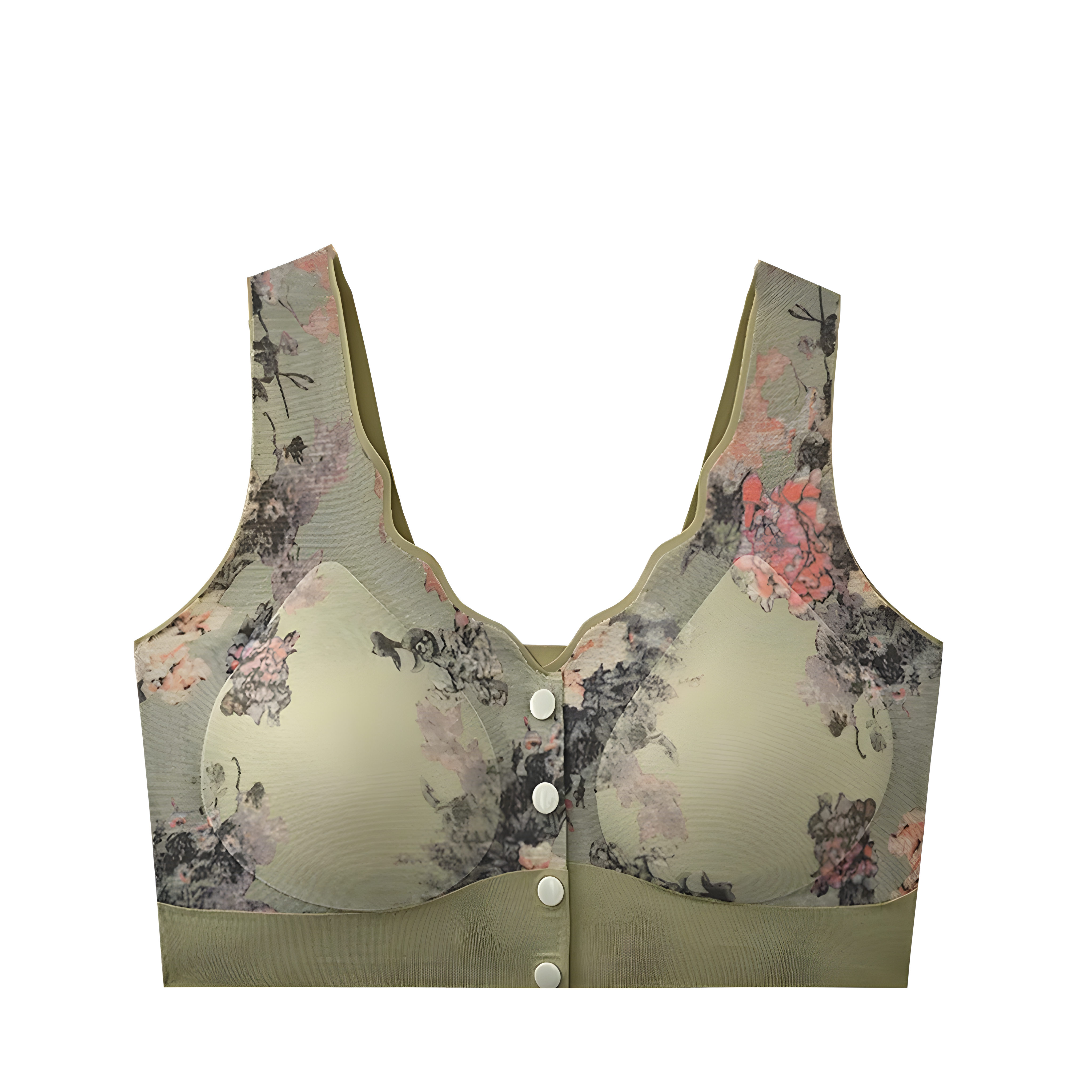 Women’s Soft Cotton Blend Bra – Floral Print, Front Button Closure, Non-Wired