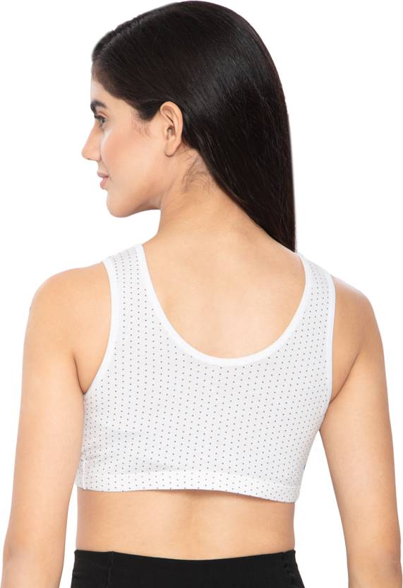 Women’s Bra Pack of 2 (White & Grey) – Polka Dot Front Open Wire-Free Non-Padded Everyday Wear