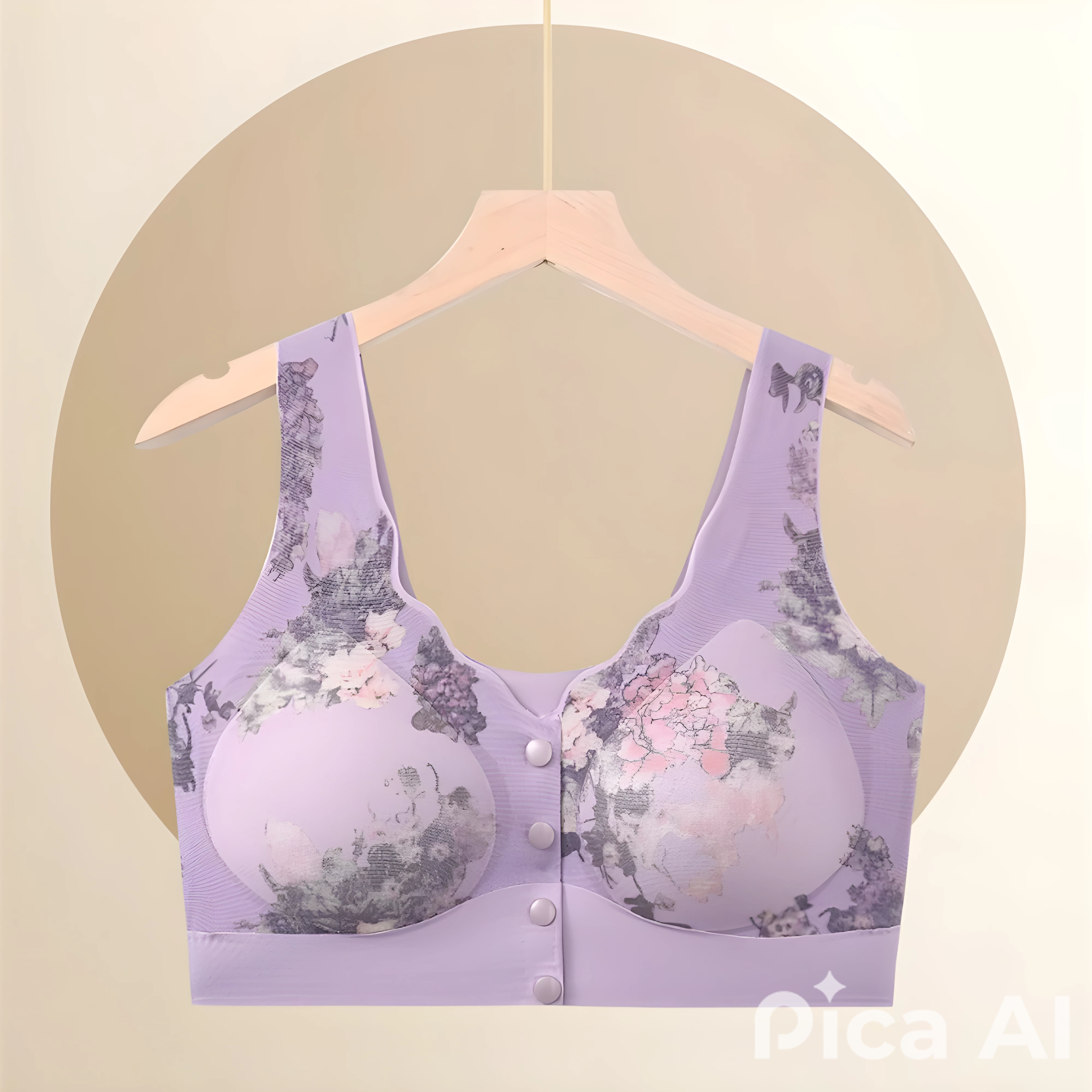 Women’s Black Printed Bra – Front Open, Daily Wear, Non-Wired