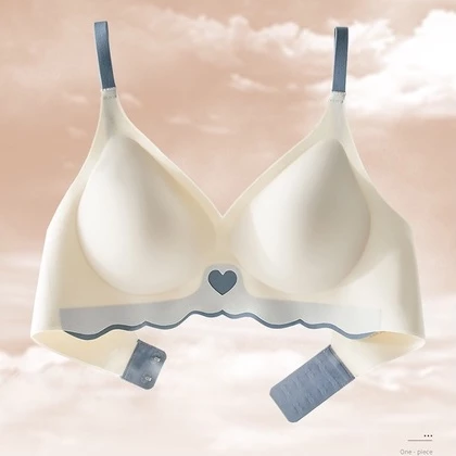 Women’s Seamless Padded Bra | Black Soft Stretch Bra with Pink Straps & Heart Design