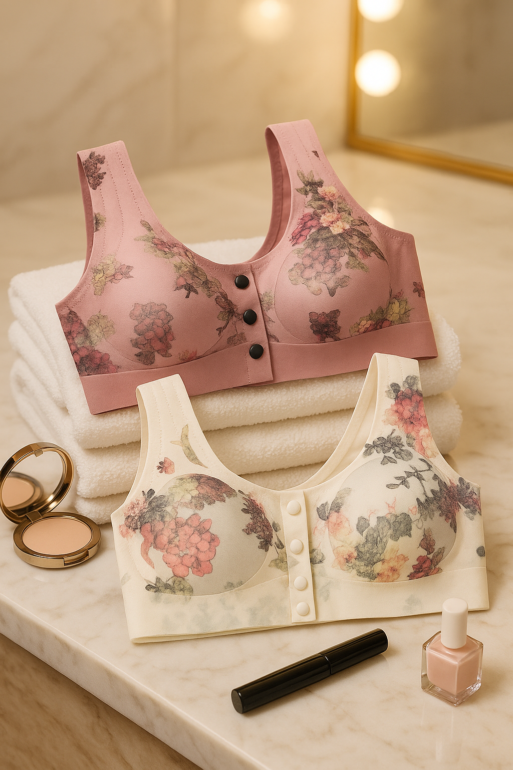 Women’s Front Closure Bra Pack of 2 – Trendy Floral Printed Wire-Free Innerwear